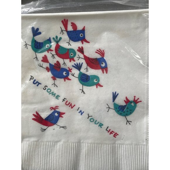 Vintage 15 Rust Craft Brownie Beverage Napkins With Fun Life Bird Estate NEW NOS - Picture 2 of 4